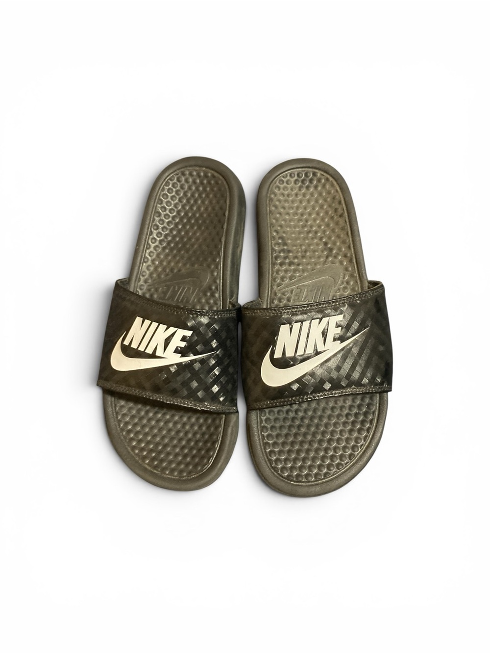(3 For 20🍉☀️)Nike Black Slides with White Swoosh